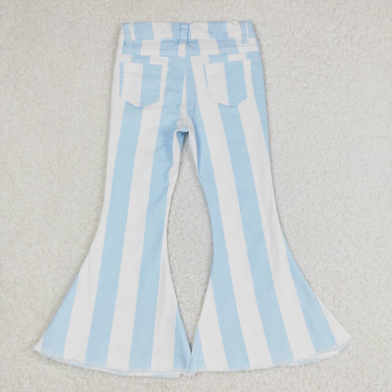 light blue stripe denim flare bottom jeans girls clothes