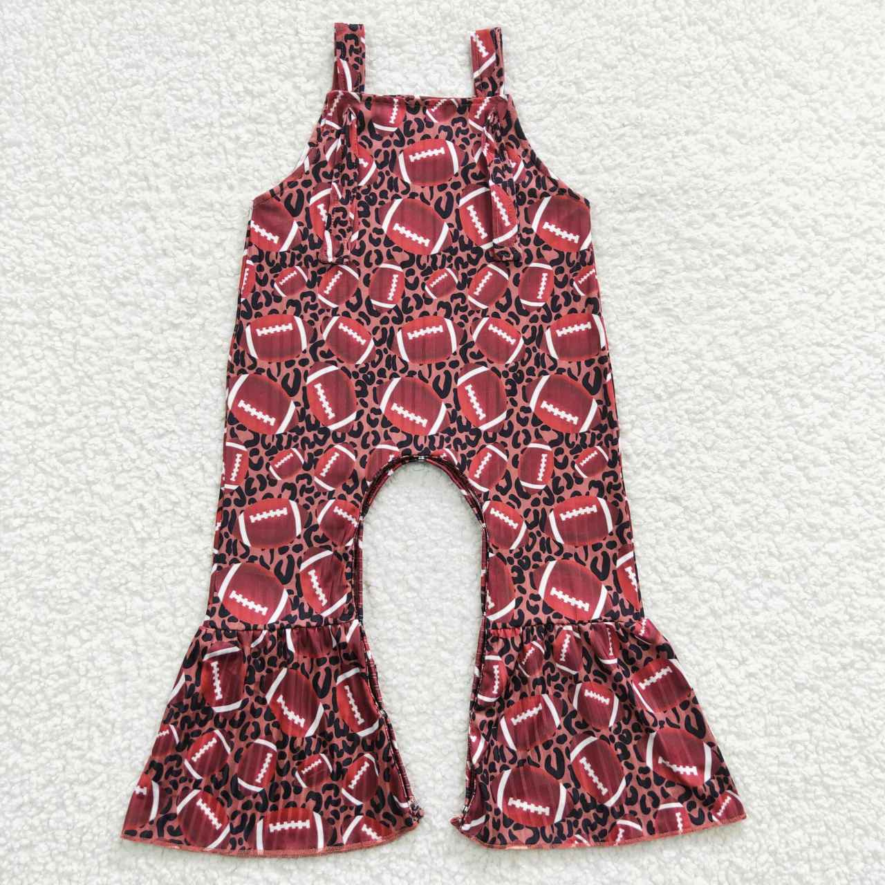 football leopard ribbed overall jumpsuit kids clothing