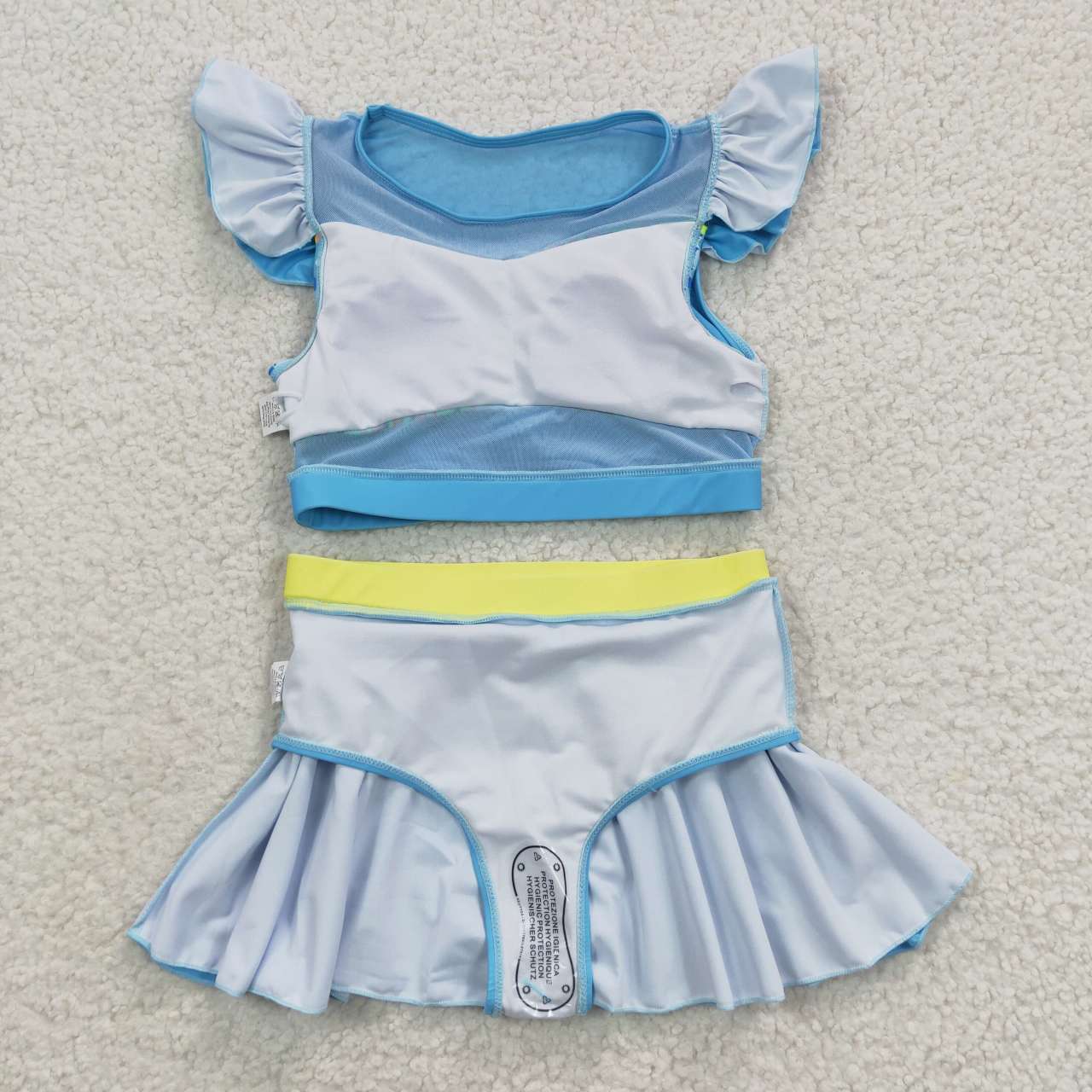 2pieces kids blue princess swimsuit girl swim wear