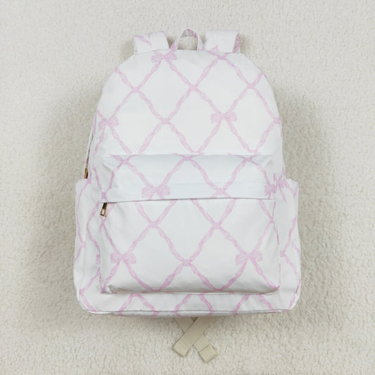 pink bow print children backpack