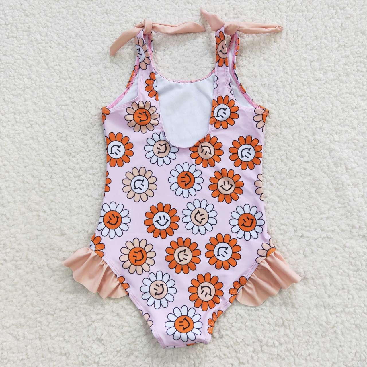 1pcs smile sunflower print kids girls swimsuit