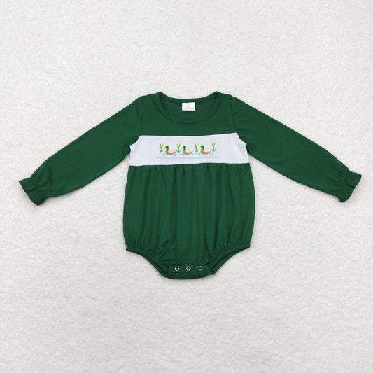 green cotton duck embroidered bubble