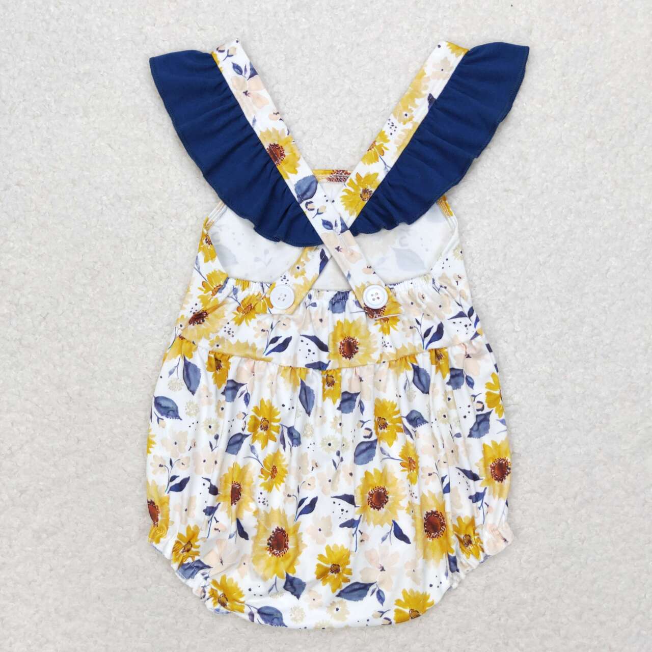 baby girl yellow flower print cross bubble