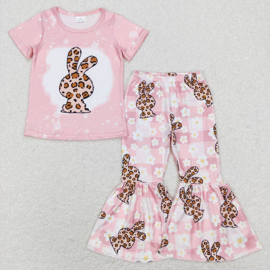girl easter pink leopard rabbit outfit