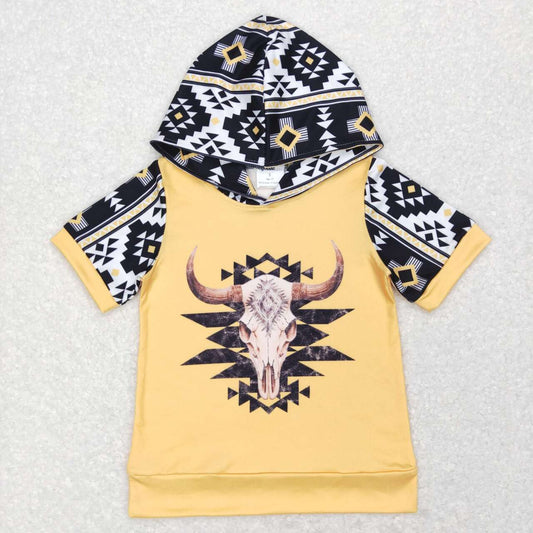short sleeve aztec skull hoodie top kids clothing