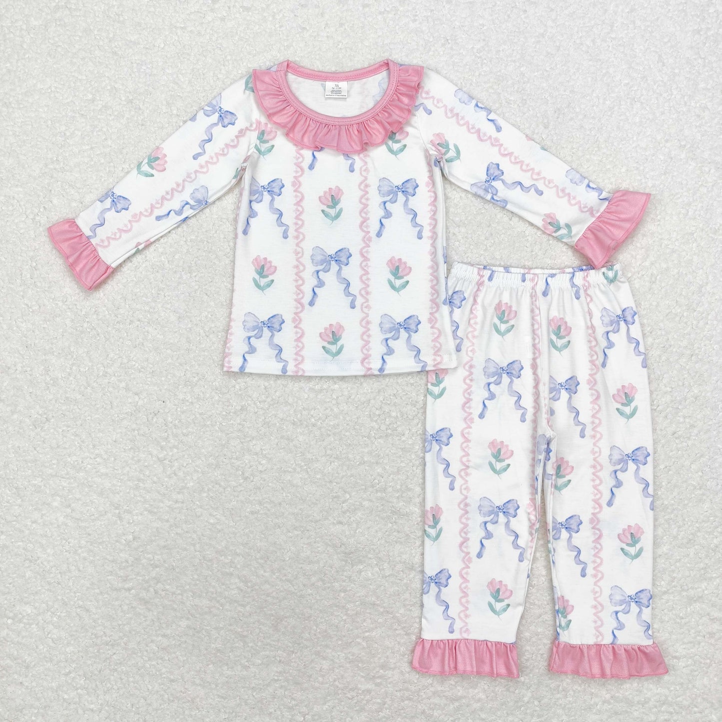 pink ruffle floral coquette bamboo pajama set