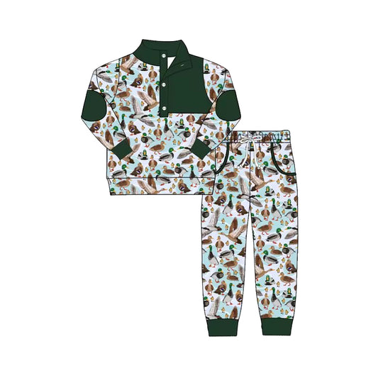 MOQ 8 TAT 6-8 weeks long sleeve pullover duck baby boy jogger set boy outfit