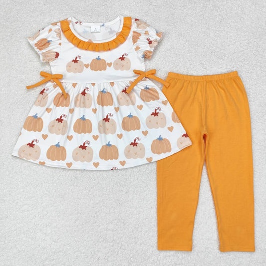 pumpkin top orange legging set fall girls outfit