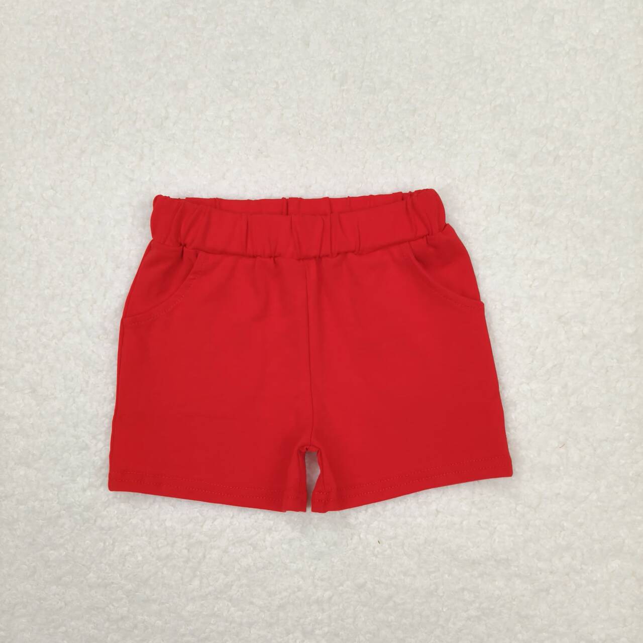 boy cotton solid red pocket shorts kids clothing