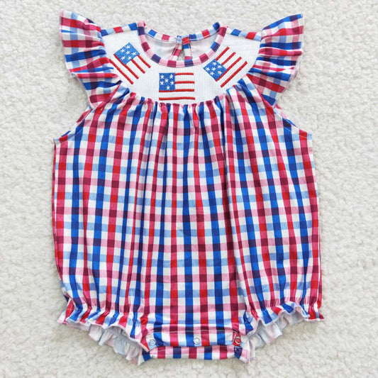 baby 4th of july flag smocked romper