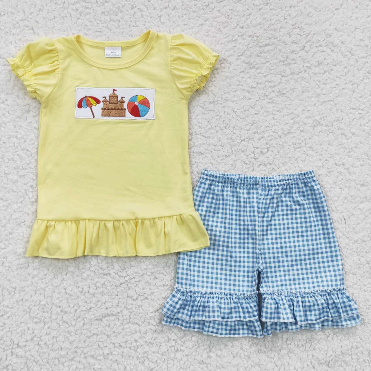 cotton beach castle ball embroidery boy’s outfit shorts set