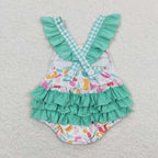 leopard mama's girl embroidery cross back ruffle bubble
