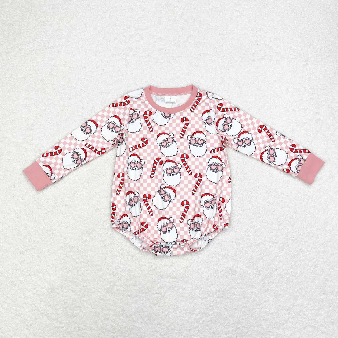 checkered santa baby girl Christmas bubble