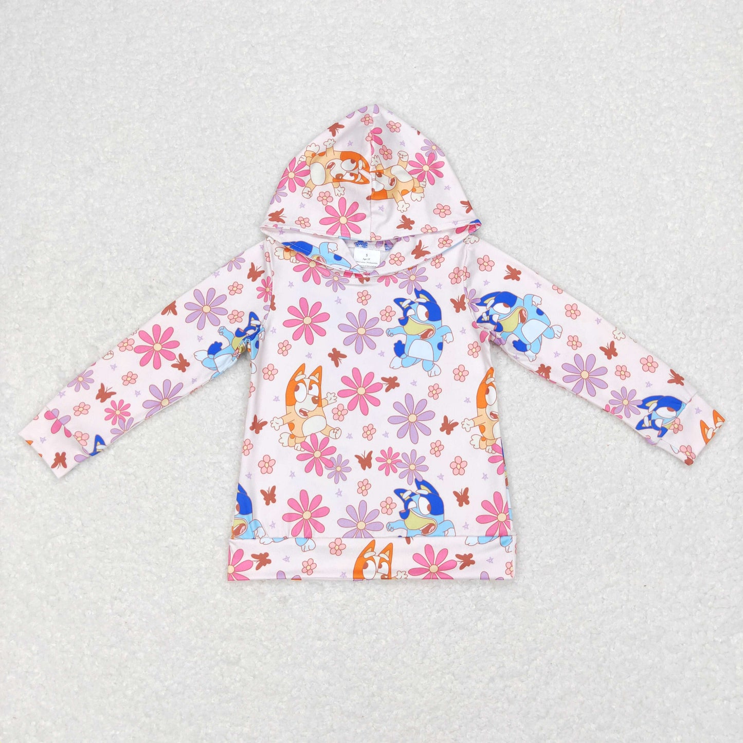 pink floral dog girls hoodie sweater