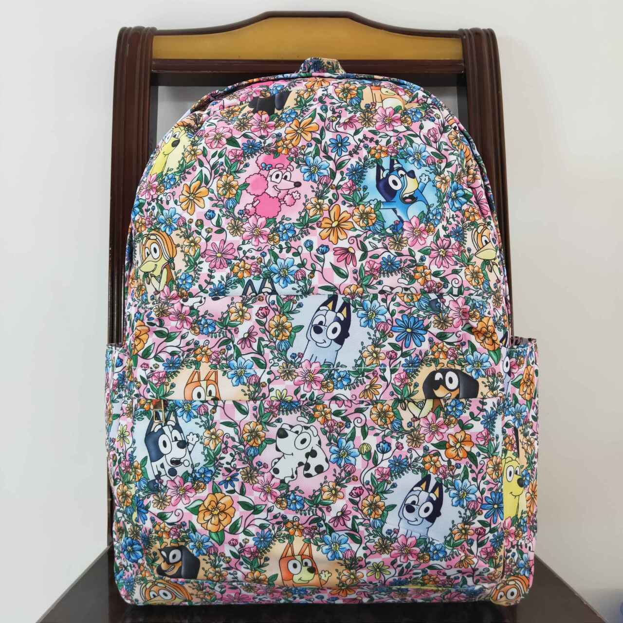 blu*y&flower print children backpack