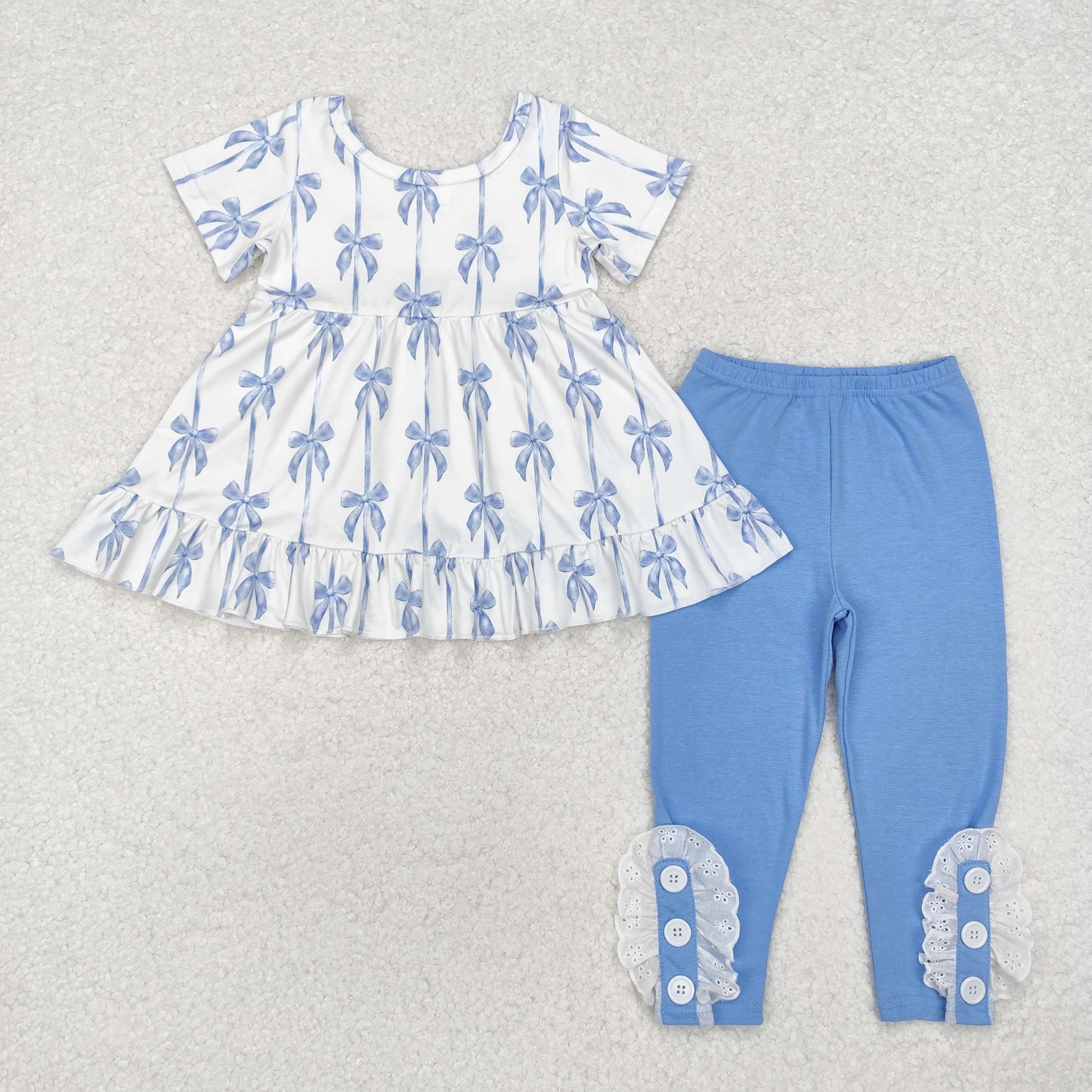 short sleeve blue coquette legging set girls clothes