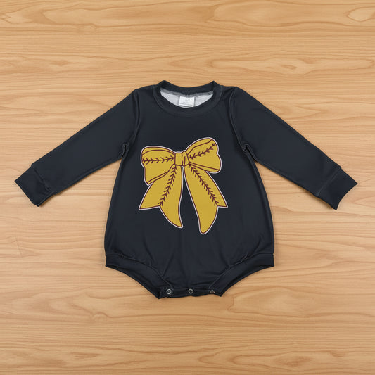 black long sleeve baseball coquette romper