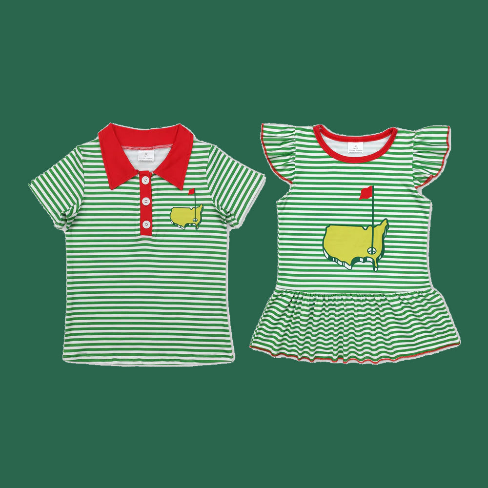 Golf Green Stripes Sibling Clothes