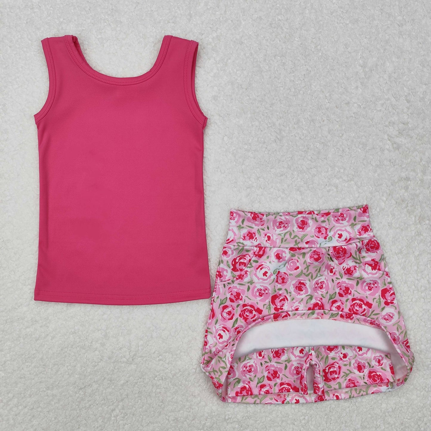 pink flower athletic tank outfit girls clothes