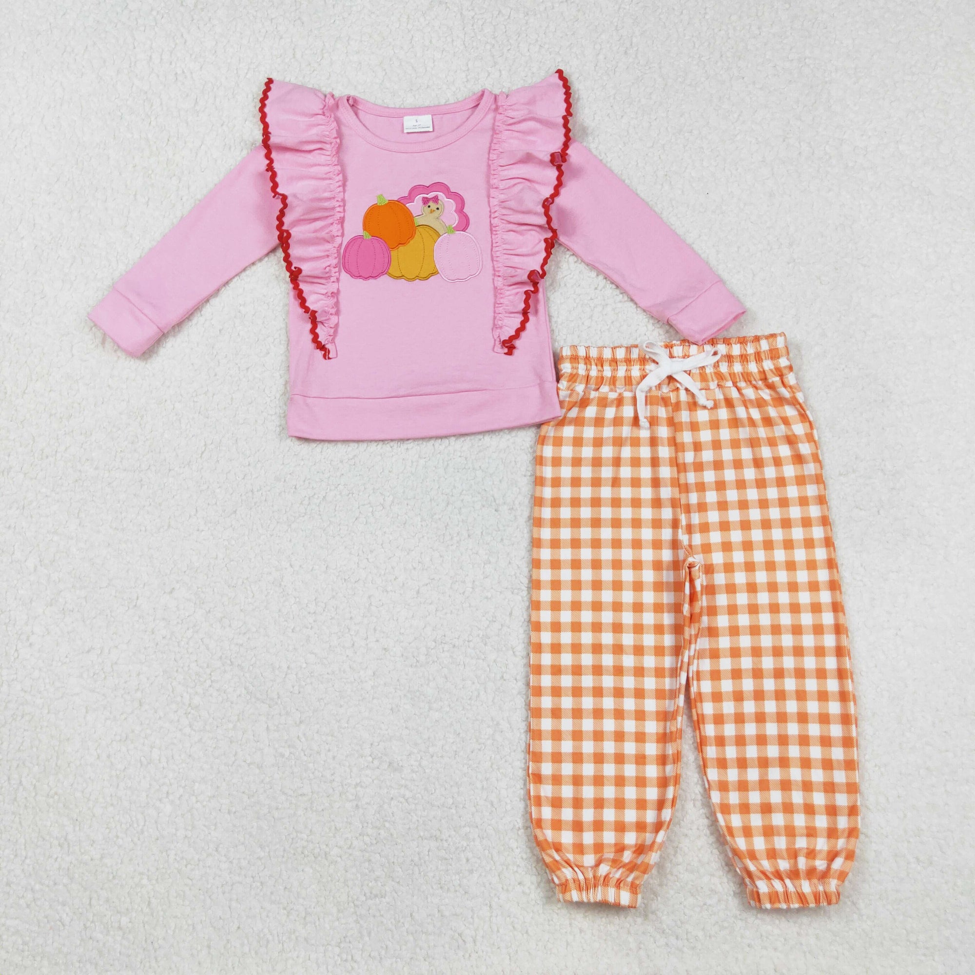 turkey pumpkin embroidery pants set thanksgiving day girls outfit