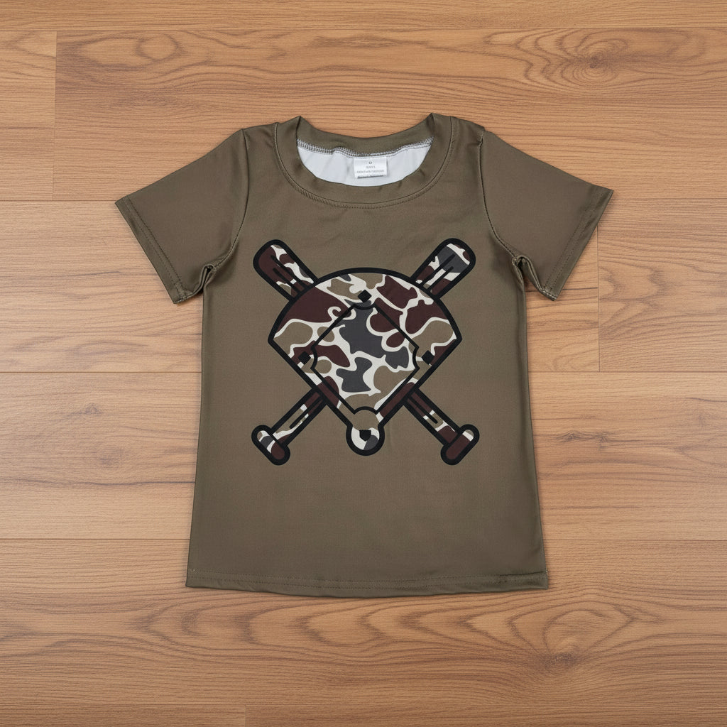 camo baseball tee t-shirt boy summer tops