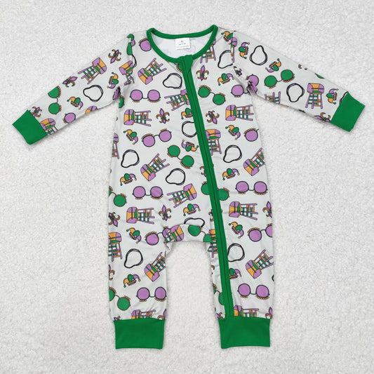 Mardi Gras zip sleeper baby clothes