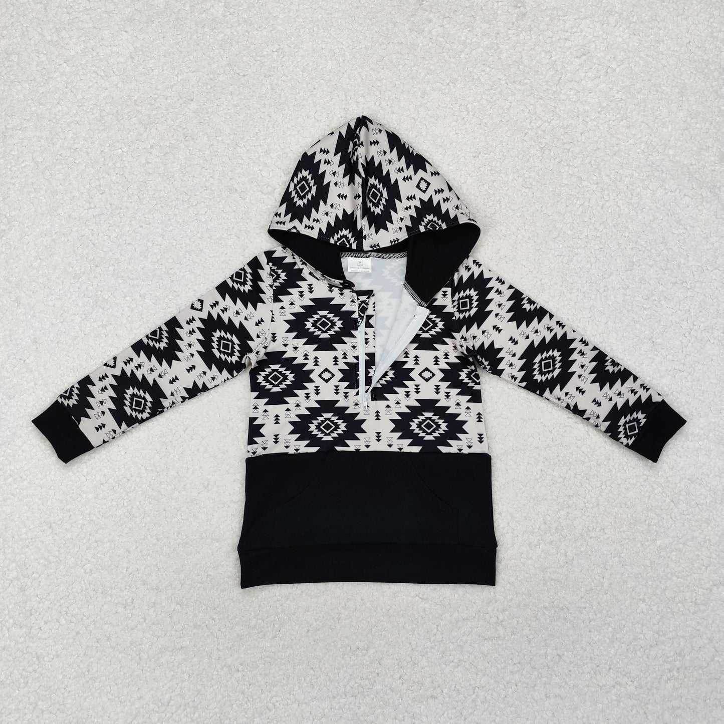 black aztec zip up hoodie boys top