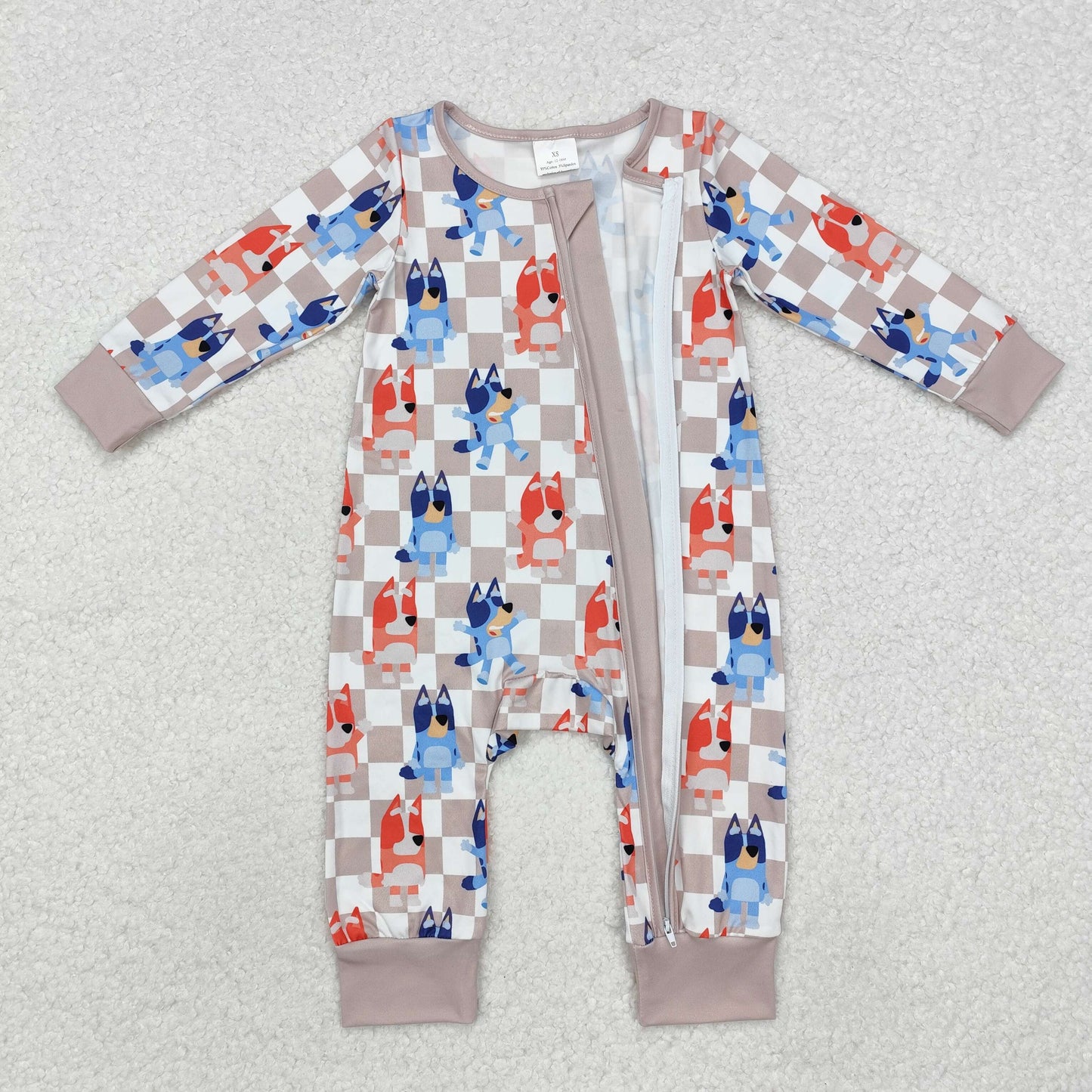 checkered blu*y zip sleeper baby clothes