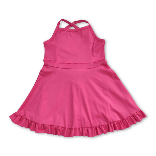 hot pink strap ruffle baby girls summer active wear athletic dress