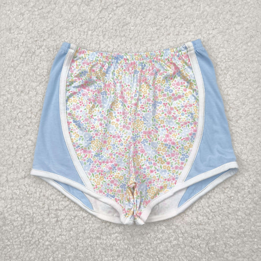 blue floral girl summer shorts