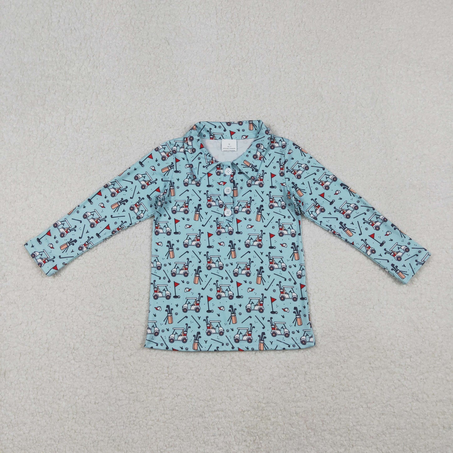 long sleeve golf button up pullover shirt baby boy top
