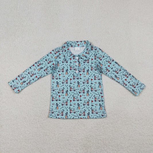 long sleeve golf button up pullover shirt baby boy top