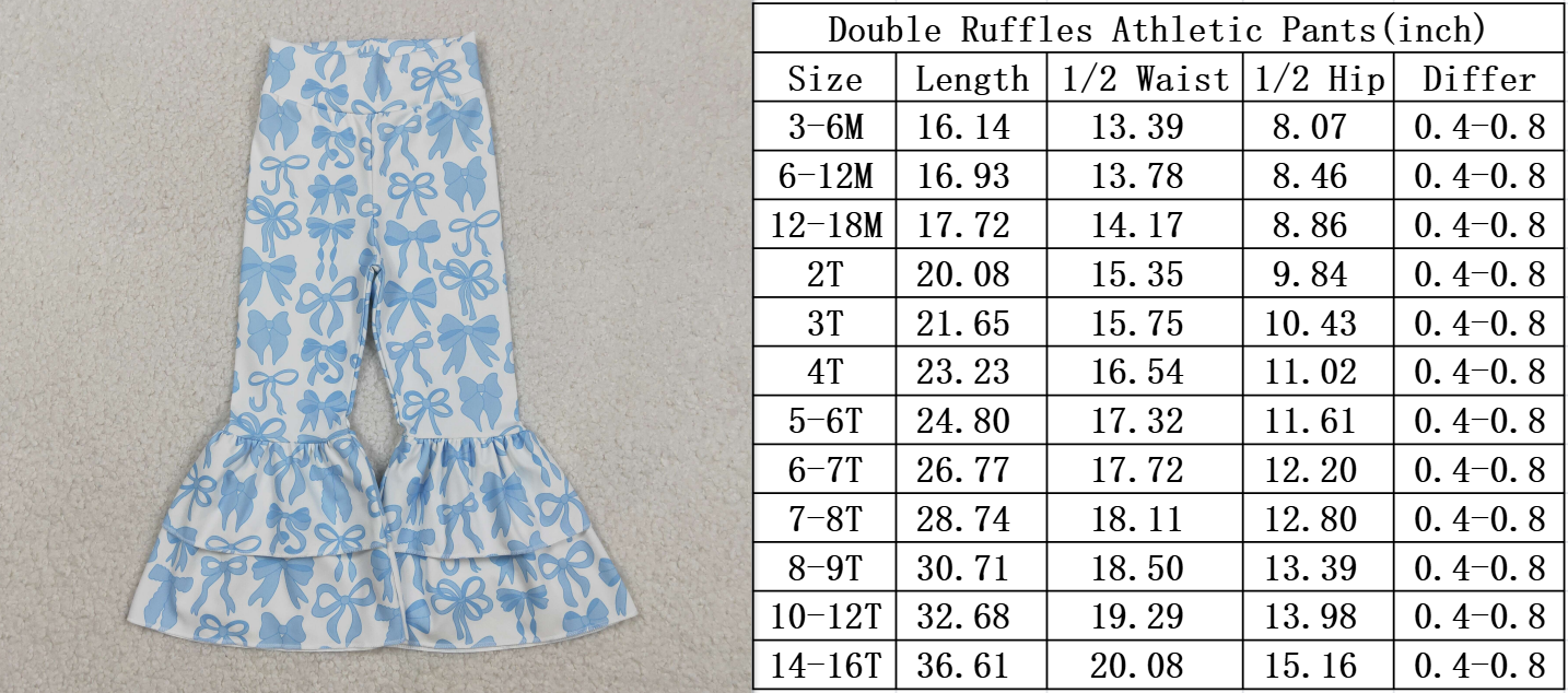 ruffle athletic blue coquette bell bottom pants