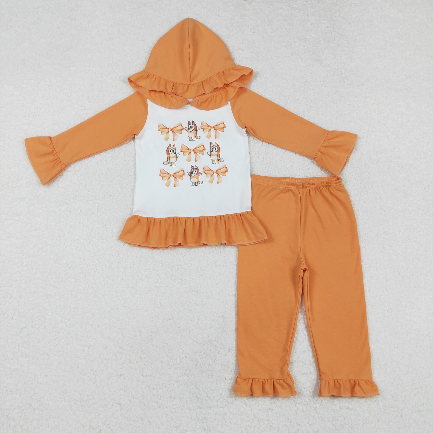 orange character dog ruffle hoodie outfit