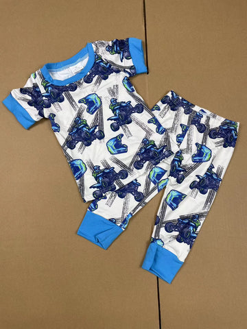 monster truck short sleeve boy pajama set