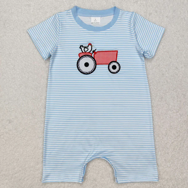 Chicken Tractor Embroidery Kids Sibling Clothing