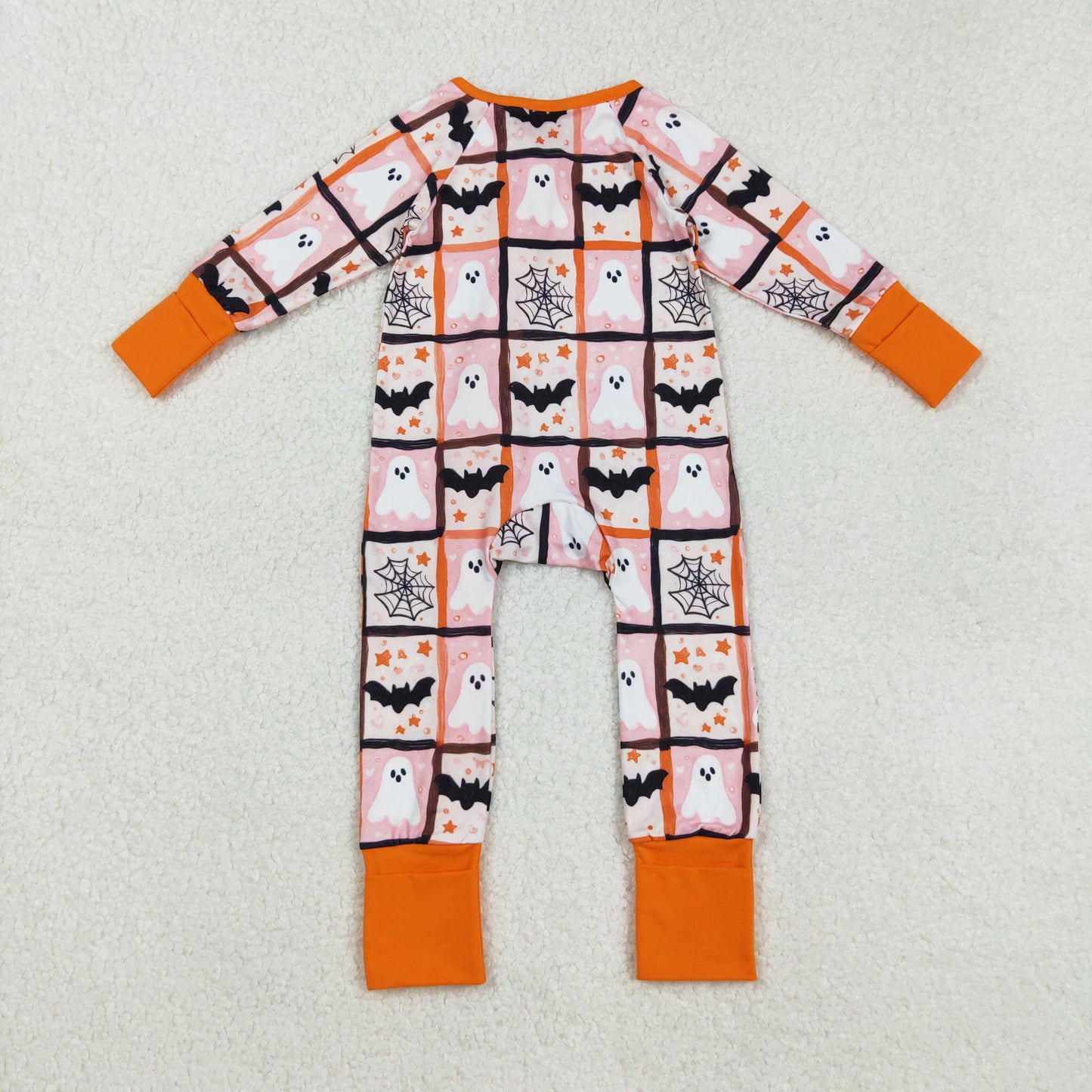 ghost bat spiderwebs Halloween spooky zip sleeper pajama
