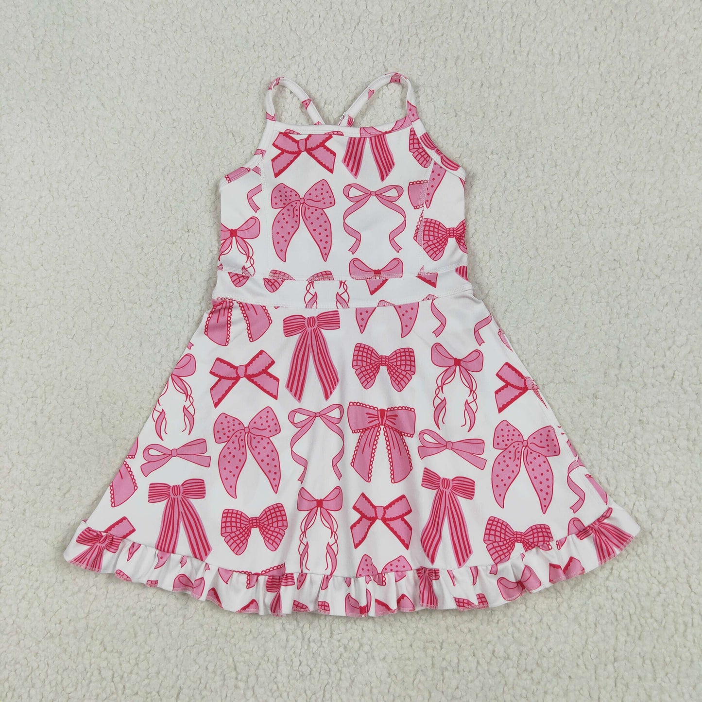 pink bow strap athletic dress