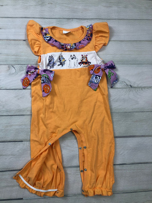 baby girl halloween blu*y orange romper