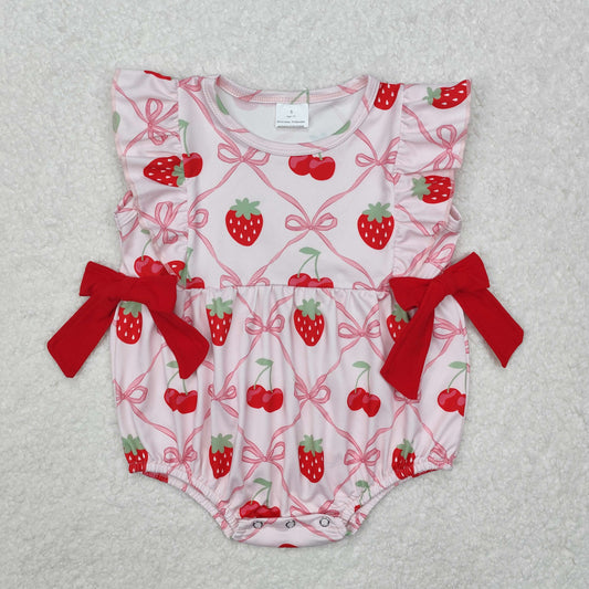 strawberry berry print summer baby girl bubbles