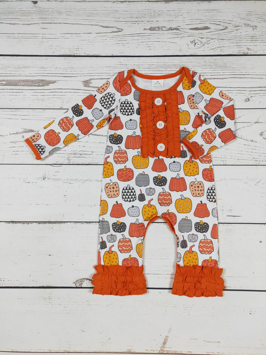 Orange ruffle pumpkin romper