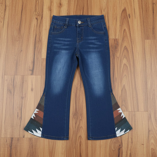 dark blue aztec denim pants girl jeans