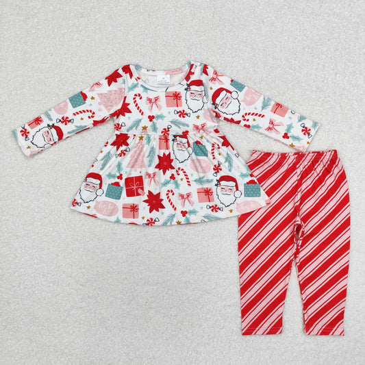 merry Christmas gift santa print legging set girls