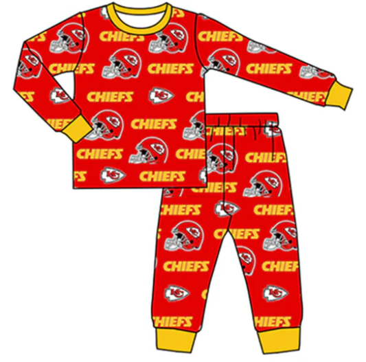 NO MOQ CLOSE 2025 25th Aug kids team chiefs pajama set