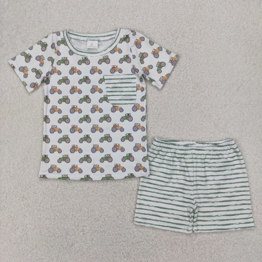 tractor print boy shorts set