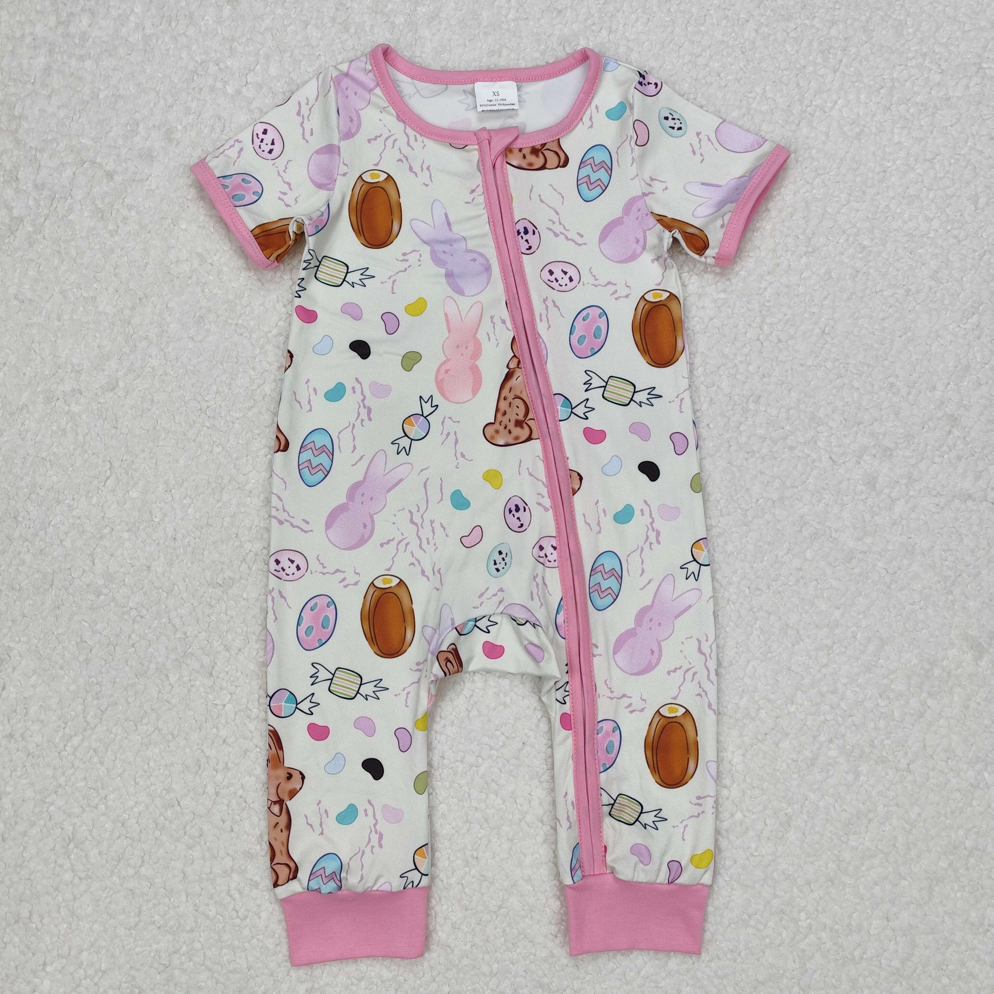egg peeps bean easter girl zip sleeper
