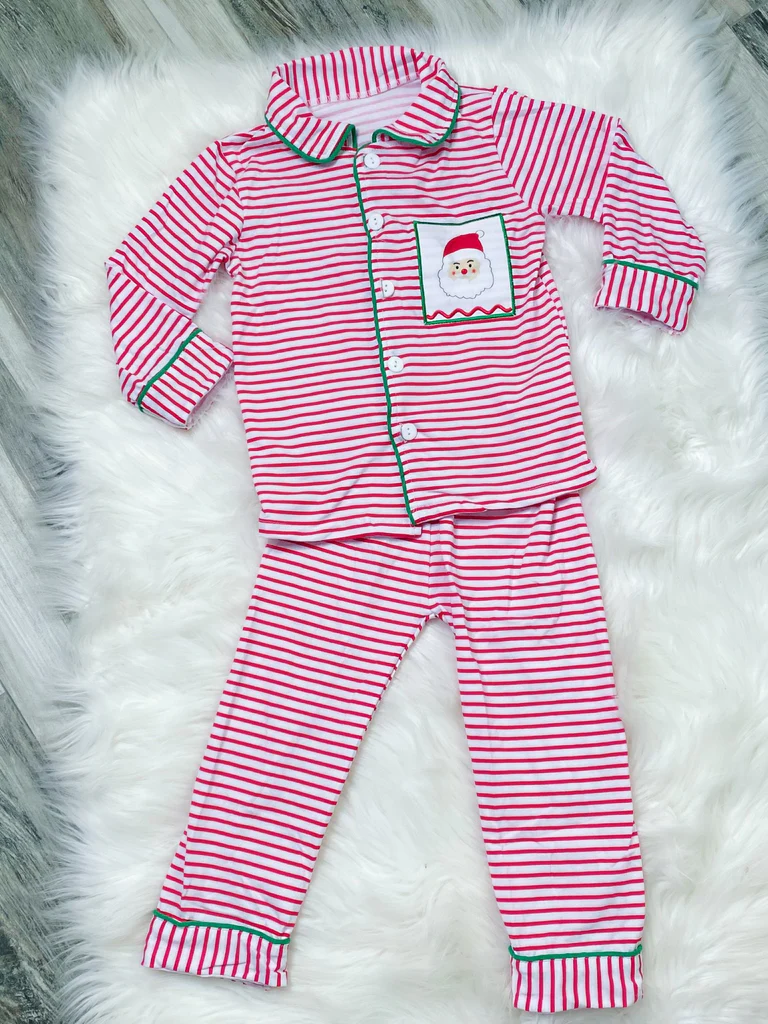 Santa Stripe Boys Pajamas