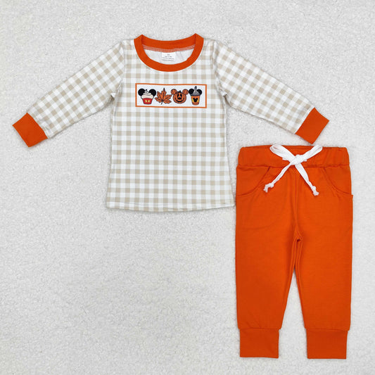 happy fall mouse baby boy joggers pants set