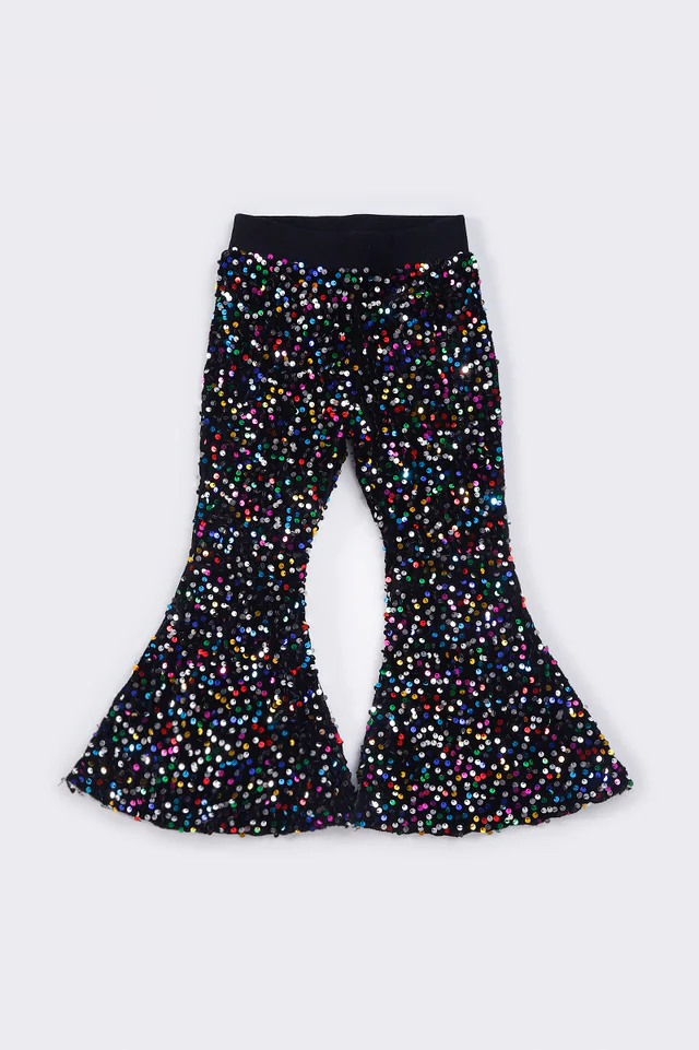 black shinny sequin pants