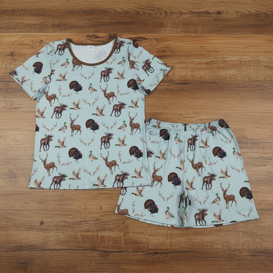 hunting mallard ducks adult womens shorts pajamas set